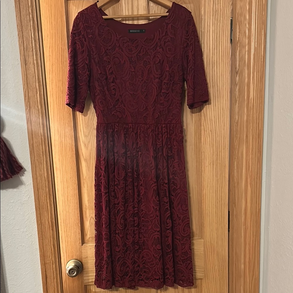 Elegant Burgundy Lace Dress
